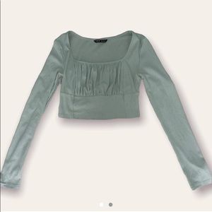 mint pale green shein crop top longsleeve